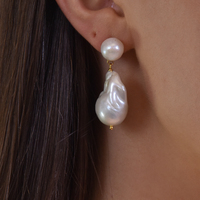 Culturesse Cassandra 24K Baroque Pearl Drop Earrings images 3