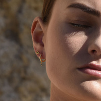 Culturesse Katia Dainty Evil Eye Drop Earrings (Gold) images 3