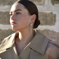 Culturesse Stellar Drape Diamante Tassel Earrings (Silver)  images 3