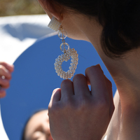 Culturesse Iris Pearly Heart Drop Earrings (My ears are not pierced) images 3