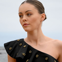 Culturesse Pisces Artisan Zirconia Pavé Stud Earrings (Gold) images 3