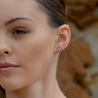 Culturesse Pisces Artisan Zirconia Pavé Stud Earrings (Silver) images 3