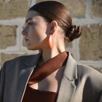 Culturesse Raya Bold Arc Resin Drop Earrings (Sunset Peach) images 3