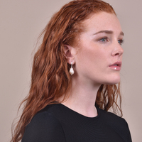Culturesse Alyx Silver Hoop Baroque Pearl Earrings images 3