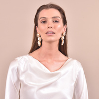 Culturesse Amour 22K Luxury Pearl Bouquet Earrings images 3