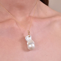 Culturesse Nature's Craft Giant Baroque Pearl Pendant Necklace images 3