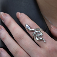 Culturesse Blythia Sculptural Serpent Open Ring (Silver) images 3