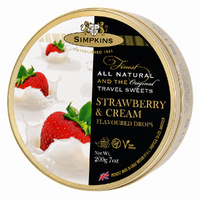 Simpkins Strawberries and Cream Drops 200g Tin Sweets Candy Lollies images 3