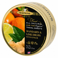 Simpkins Mandarin Lime and Ginger Drops 200g Tin Sweets Candy Lollies images 3