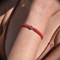 Culturesse Sacha Pave Hamsa Hand Bracelet (Silver Charm Red String) images 4