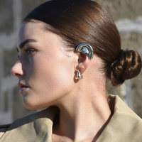 Culturesse Hanako Sculpture Ear Cuff (Silver Pair) images 4