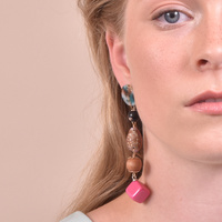 Culturesse Allyriane Fuchsia Drops Statement Earrings (for pierced ears) images 4