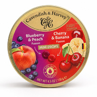 Cavendish & Harvey Mini Drops Blueberry Peach Cherry Banana 130g 4 Pack images 4