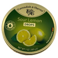 Cavendish & Harvey Sour Lemon Drops 200g Tin Sweets Fruit Candy Lollies x 10 images 4