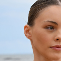 Culturesse Libra Artisan Zirconia Pavé Stud Earrings (Gold) images 4