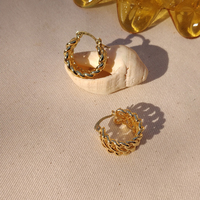 Culturesse Evette Gold Twisted Huggie Earrings images 4