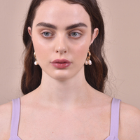 Culturesse Liesl Freshwater Pearl Hoop Earrings images 4