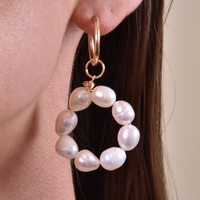 Culturesse River Freshwater Pearl Hoop Earrings images 4