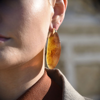 Culturesse Raya Bold Arc Resin Drop Earrings (Caramel Brown) images 4