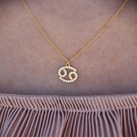 Culturesse Cancer Diamante Pendant Necklace (Gold) images 4