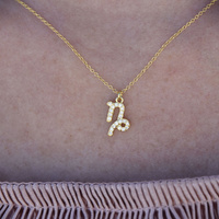 Culturesse Capricorn Diamante Pendant Necklace (Gold) images 4