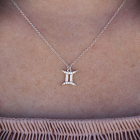 Culturesse Gemini Diamante Pendant Necklace (Silver) images 4