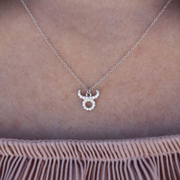 Culturesse Taurus Diamante Pendant Necklace (Silver) images 4