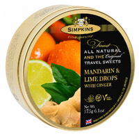 Simpkins Mandarin Lime and Ginger Drops 200g Tin Sweets Candy Lollies images 4
