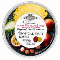 Simpkins Sugar Free Tropical Fruit Drops 175g Tin Sweets Candy Lollies images 4