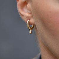 Culturesse Jaune Textured Teardrop Huggie Earrings (Gold) images 5