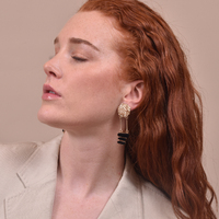 Culturesse Elyn Black and Gold Earrings  (for non-pierced ears) images 5