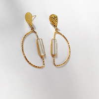 Culturesse Kloe 24K Cats Eye Stone Earrings (my ears are not pierced) images 5
