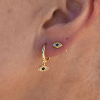 Culturesse Katia Dainty Evil Eye Drop Earrings (Gold) images 5