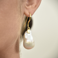 Culturesse Agata 24K Baroque Pearl Drop Earrings images 5