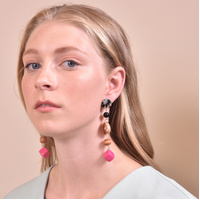Culturesse Allyriane Fuchsia Drops Statement Earrings (for pierced ears) images 5
