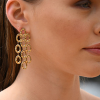 Culturesse Lenore Sculptured Loop Mesh Earrings (Gold) images 5