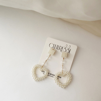 Culturesse Iris Pearly Heart Drop Earrings (My ears are not pierced) images 5