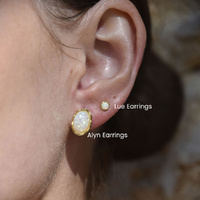 Culturesse Lue Dainty Opal Stud Earrings (Gold) images 5