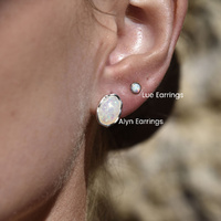 Culturesse Lue Dainty Opal Stud Earrings (Silver) images 5