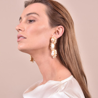 Culturesse Amour 22K Luxury Pearl Bouquet Earrings images 5