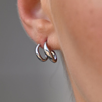 Culturesse Asta Sculptural Twin Line Earrings (Silver) images 5