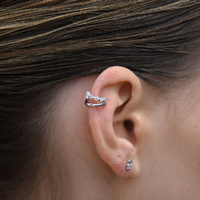 Culturesse Bente Artisan Diamante Cuff Earring (Silver) images 5