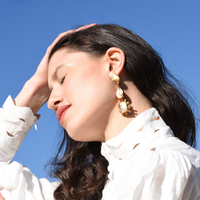Culturesse Lilou Luxury 24K Artisan Pearl Drop Earrings (my ears are pierced) images 5