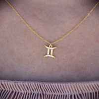 Culturesse Gemini Diamante Pendant Necklace (Gold) images 5
