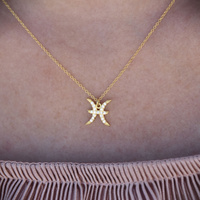 Culturesse Pisces Diamante Pendant Necklace (Gold) images 5