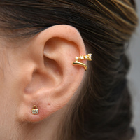 Culturesse Arcelia Diamante Padlock Stud Earrings (Gold) images 6