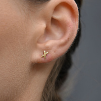 Culturesse Kiss Kiss Dainty Cross Earrings (Gold) images 6