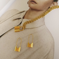 Culturesse Beatrix Gold Padlock Earrings images 6