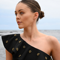 Culturesse Leo Artisan Zirconia Pavé Stud Earrings (Gold) images 6