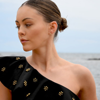 Culturesse Libra Artisan Zirconia Pavé Stud Earrings (Gold) images 6